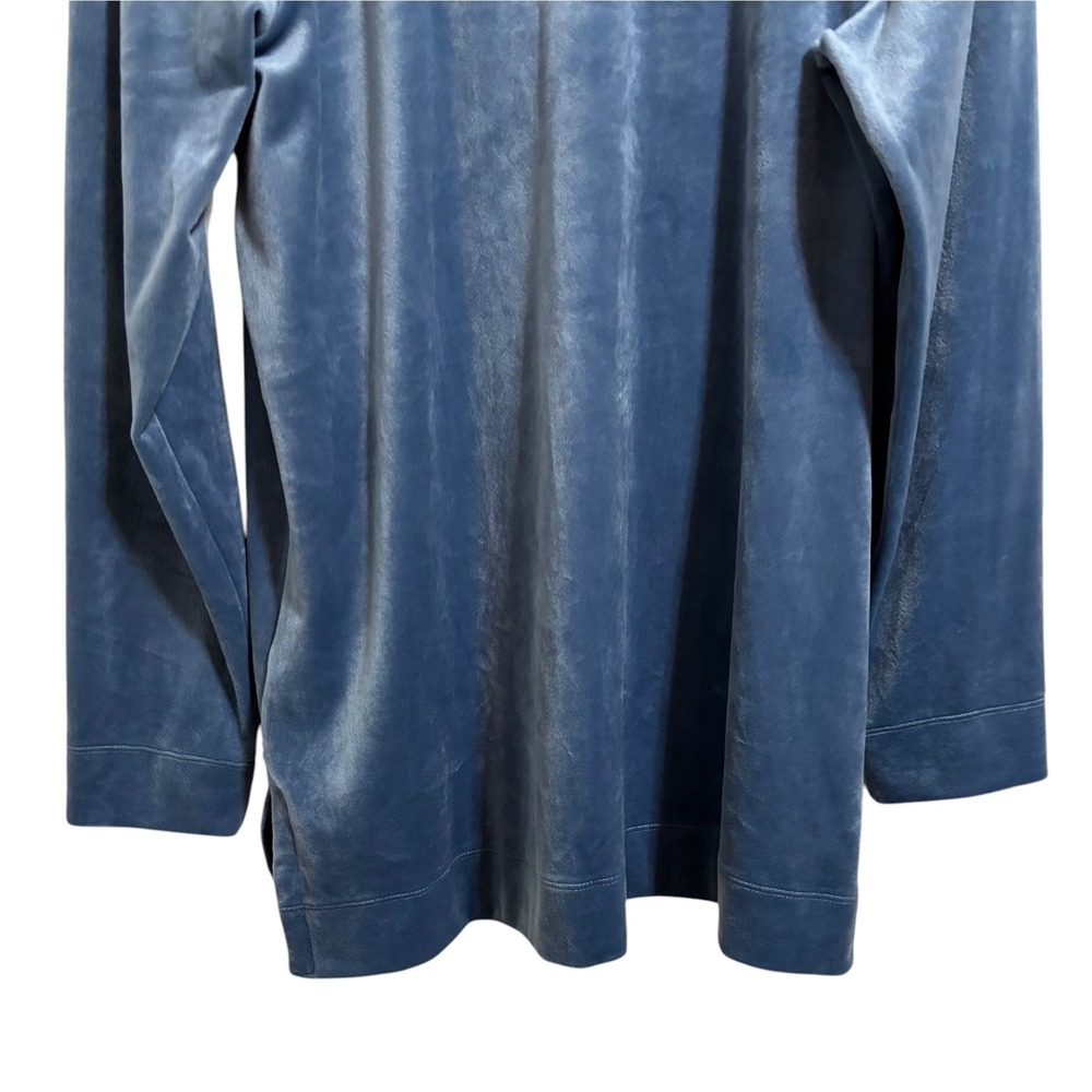 Pure Jill Blue Velour V-Neck Long Sleeve Tunic Top Quiet Luxury Boho Size Large - Picture 10 of 10